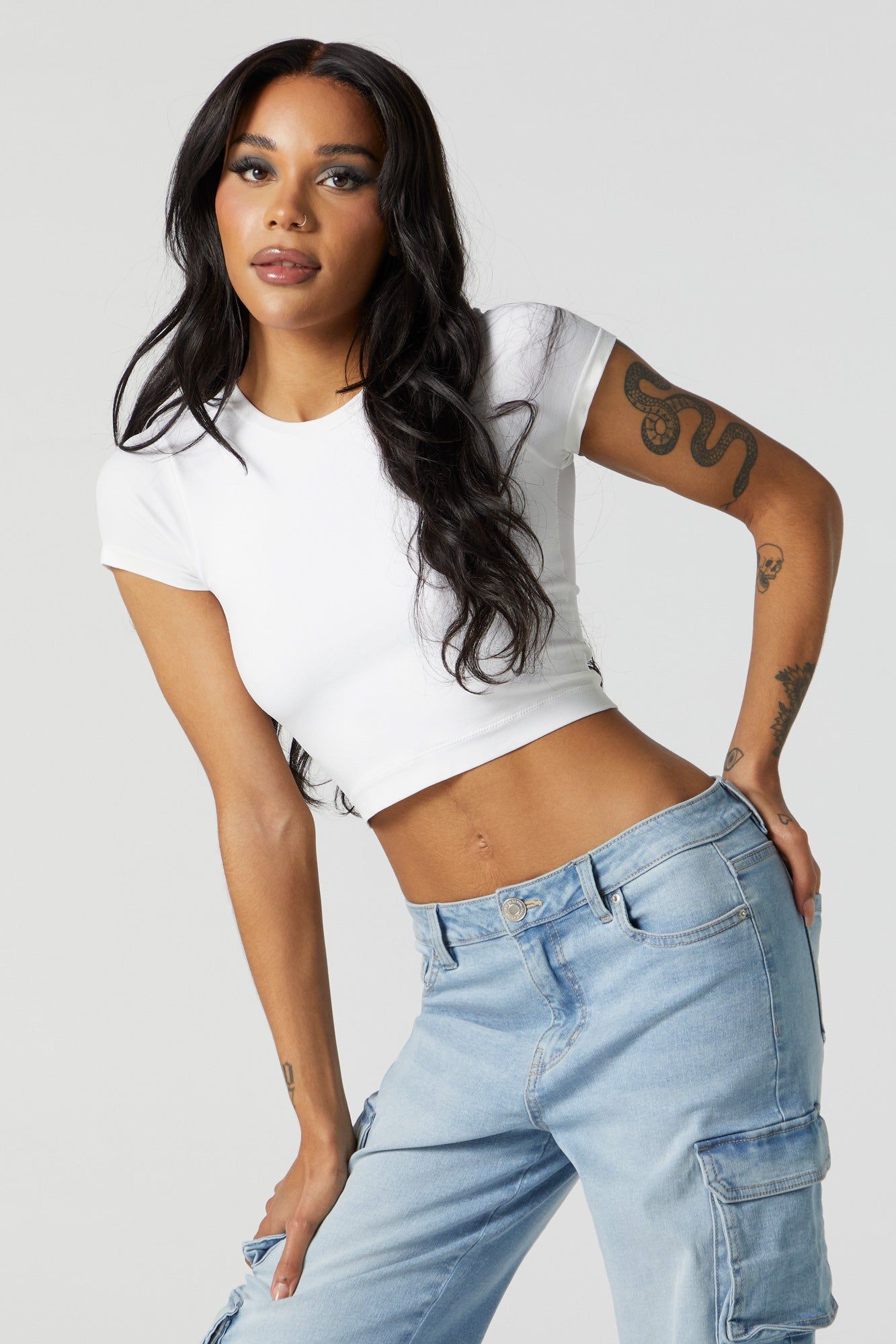 Seamless Double Layered Cropped T-Shirt sold by Urban Planet