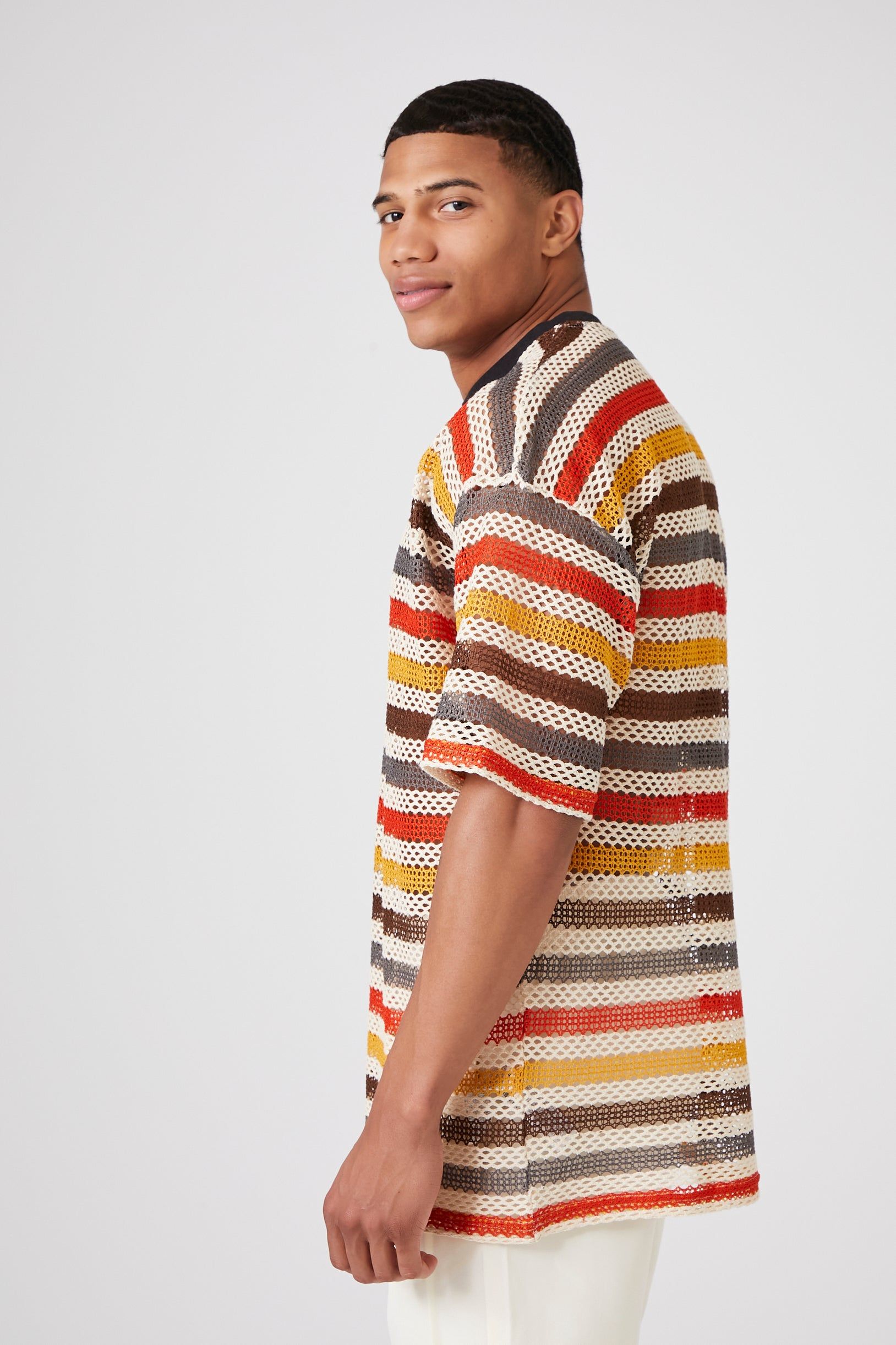 Sheer Striped Mesh Netted T-Shirt sold by Urban Planet product image thumbnail 2