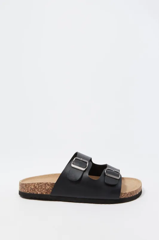 Black Double Buckle Cork Sandal sold by Urban Planet