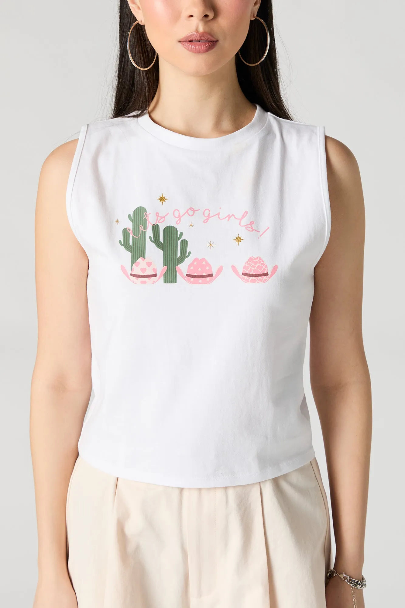 Lets Go Girls Graphic Cropped Tank sold by Urban Planet product image thumbnail 2