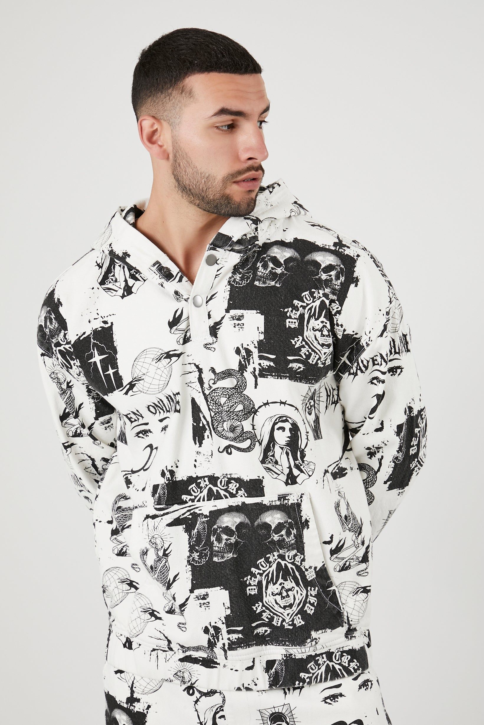 Heaven Online Graphic Henley Hoodie sold by Urban Planet