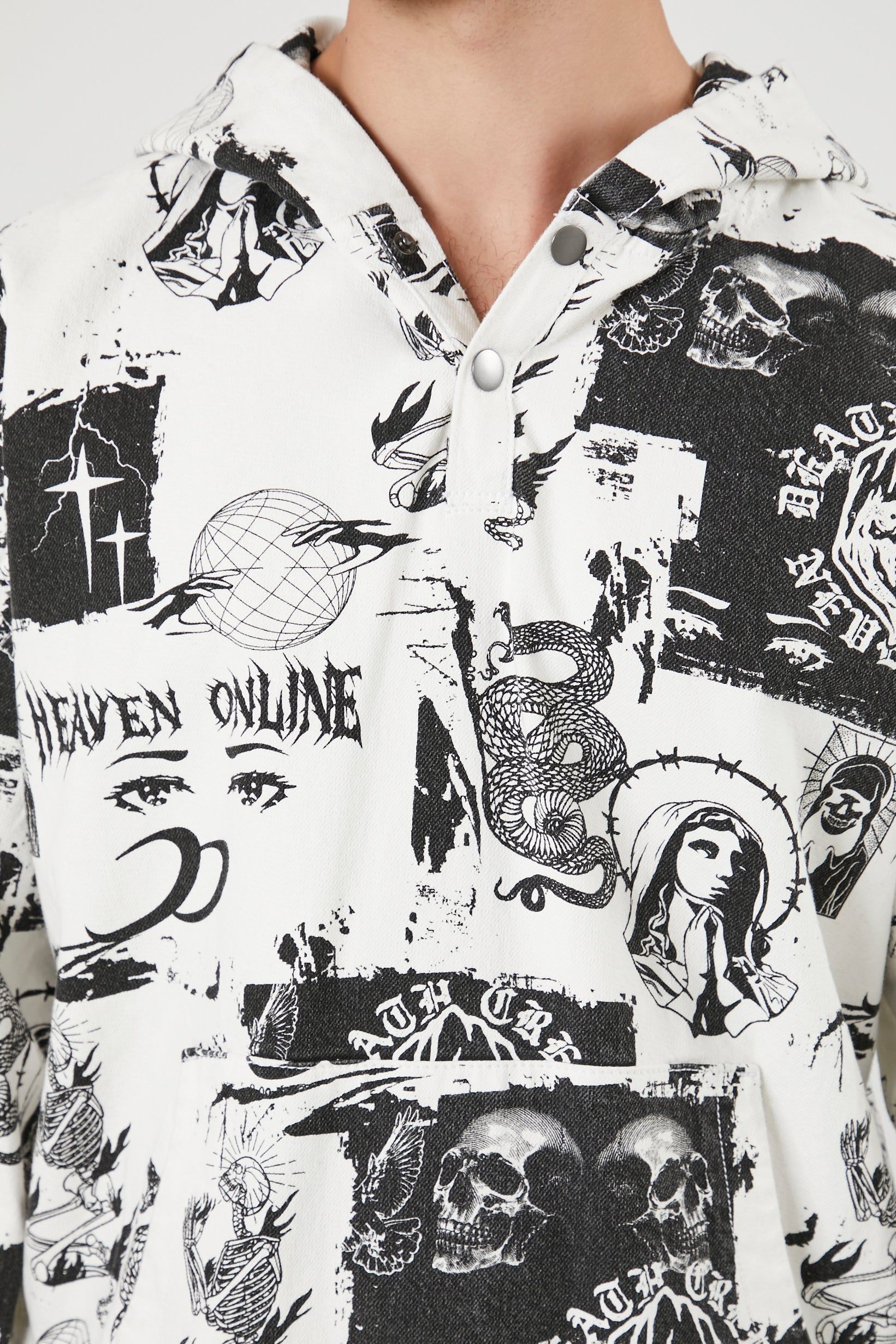 Heaven Online Graphic Henley Hoodie sold by Urban Planet product image thumbnail 4