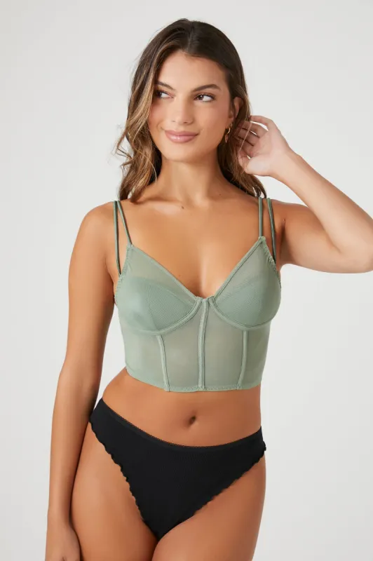 Sheer Mesh Cropped Corset Cami sold by Urban Planet