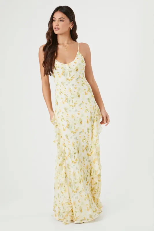 Robe maxi fleurie avec encolure dégagée et ourlet volanté sold by Urban Planet