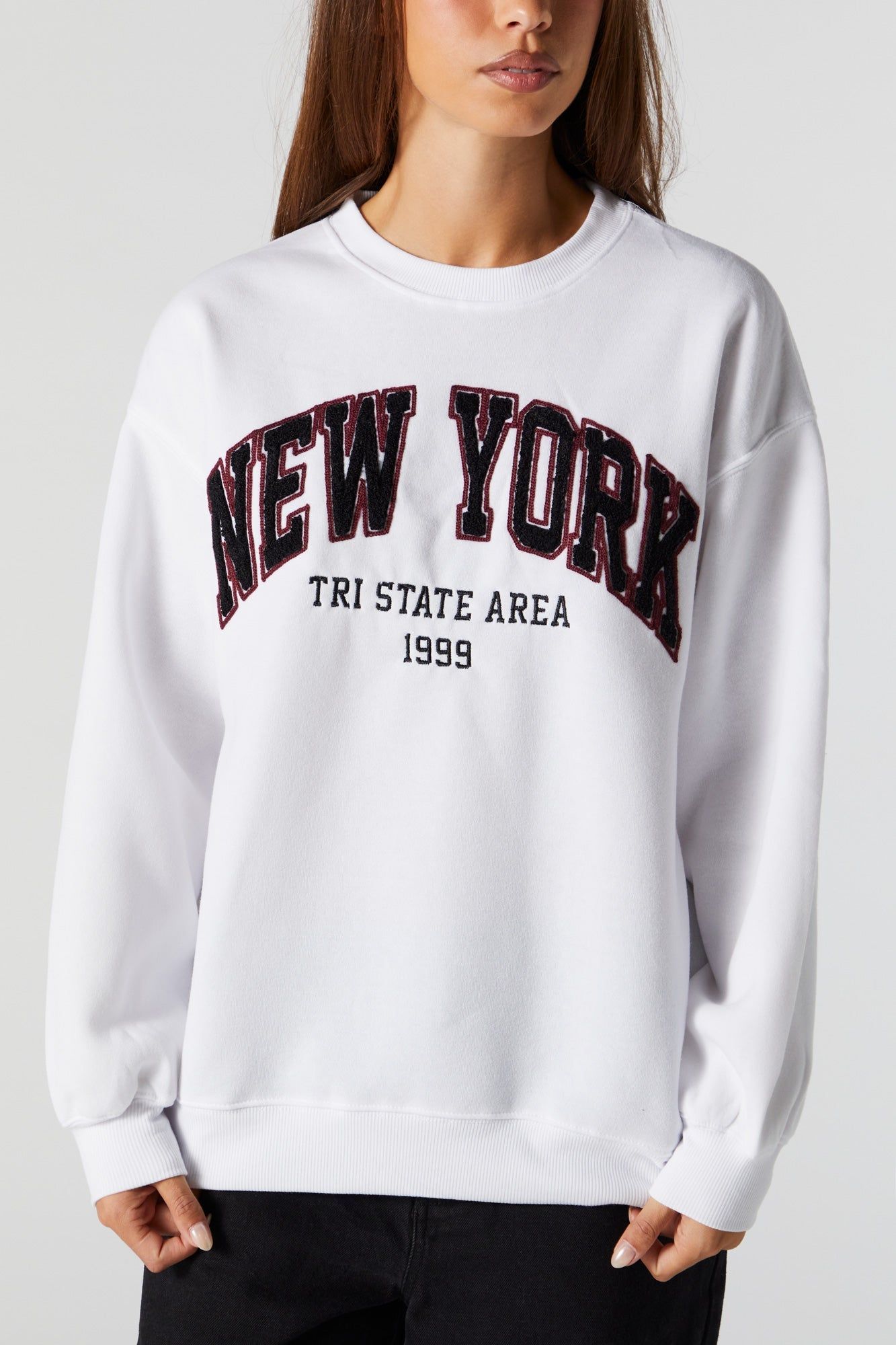 Chenille Embroidered New York Fleece Sweatshirt sold by Urban Planet product image thumbnail 4
