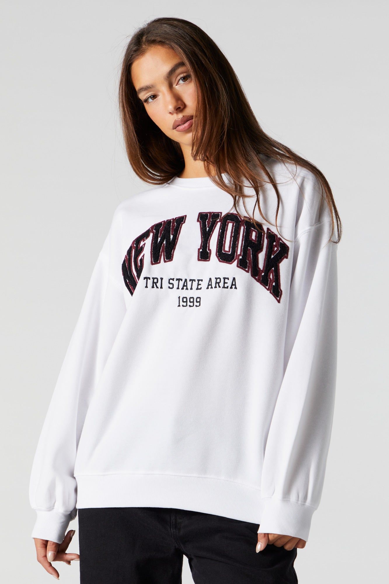 Chenille Embroidered New York Fleece Sweatshirt sold by Urban Planet