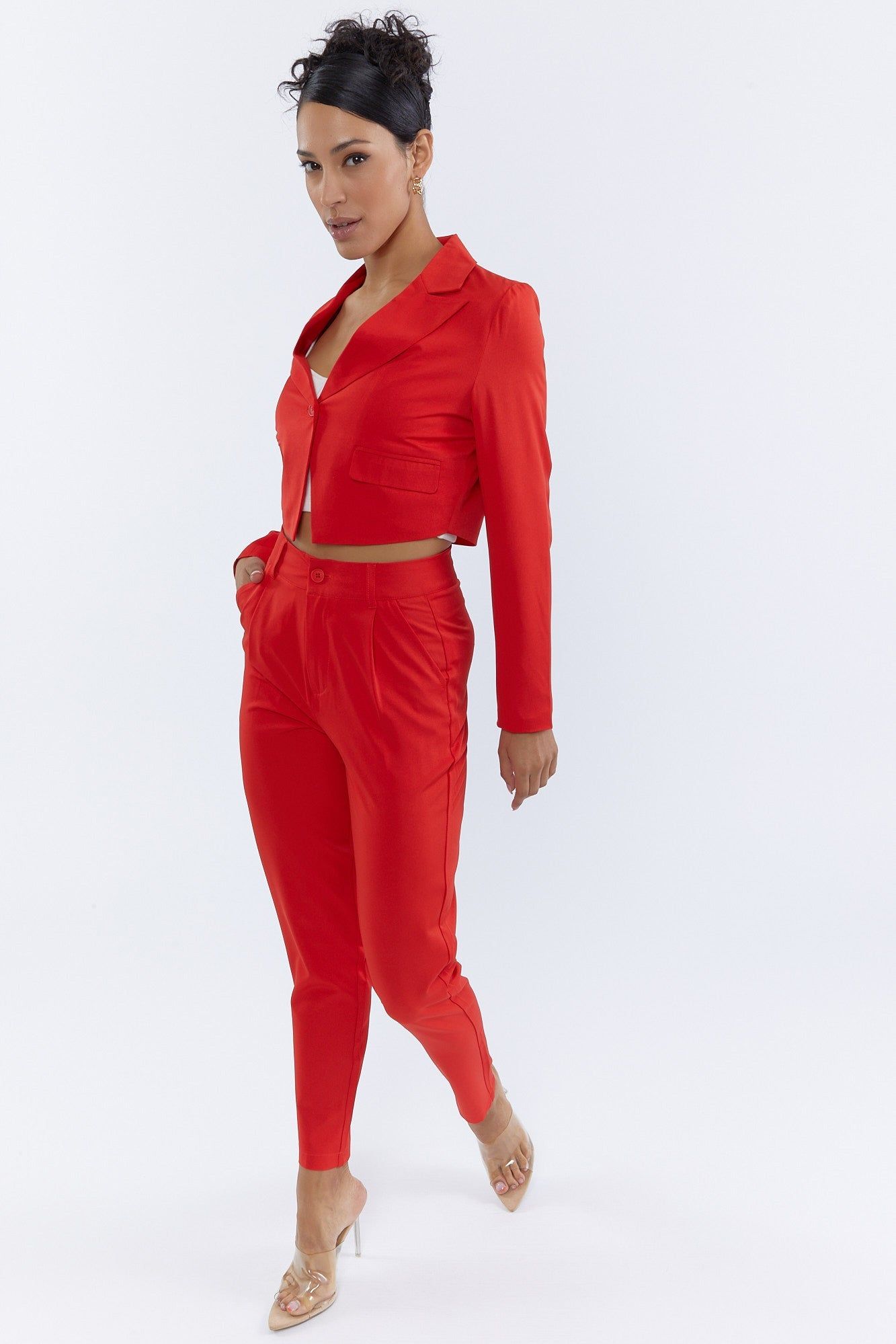 Red High-Rise Dressy Skinny Pant sold by Urban Planet