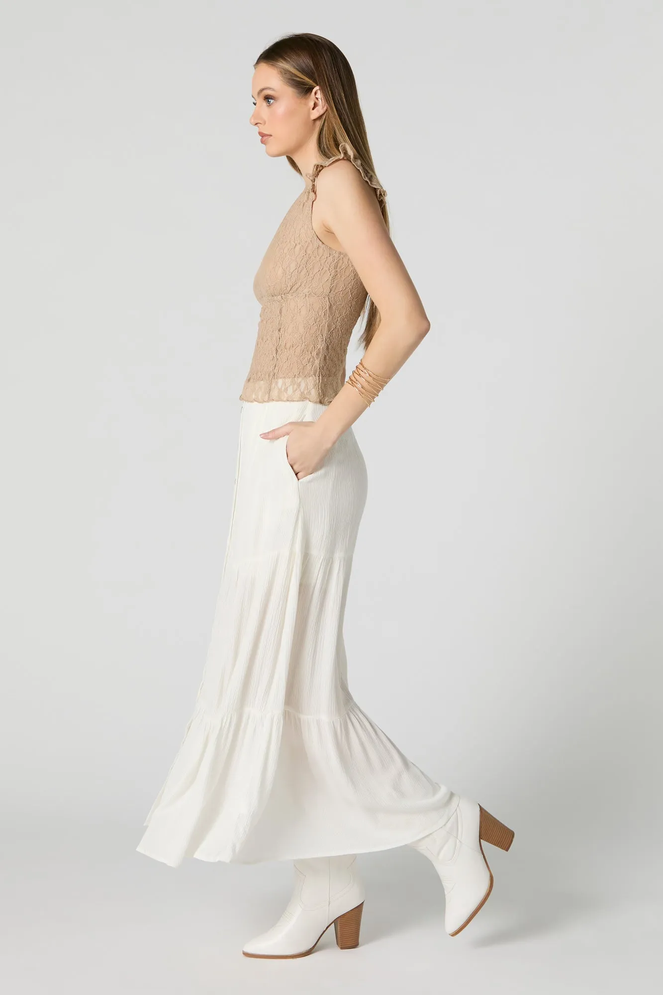 Jupe maxi volantée boutonnée sold by Urban Planet product image thumbnail 2