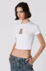 T-shirt ultracourt côtelé avec motif brodé Bear sold by Urban Planet