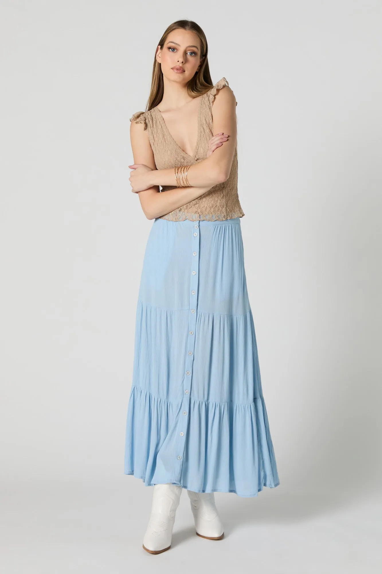 Jupe maxi volantée boutonnée sold by Urban Planet product image thumbnail 4