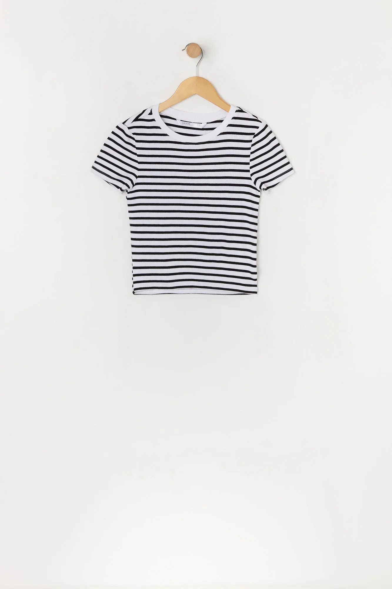 Girls Striped Ribbed Crewneck T-Shirt sold by Urban Planet