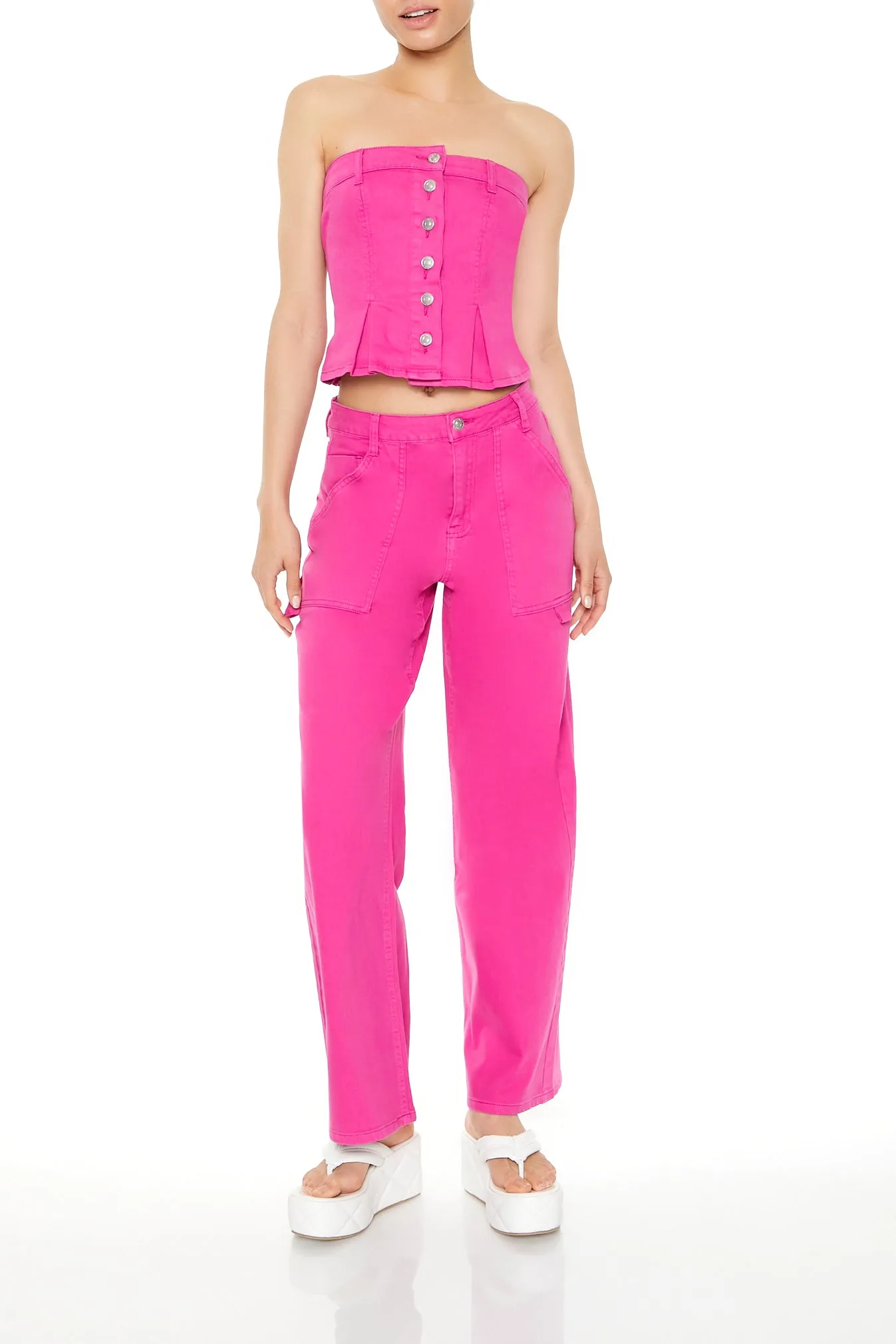 Haut tubulaire court boutonné en denim sold by Urban Planet product image thumbnail 3