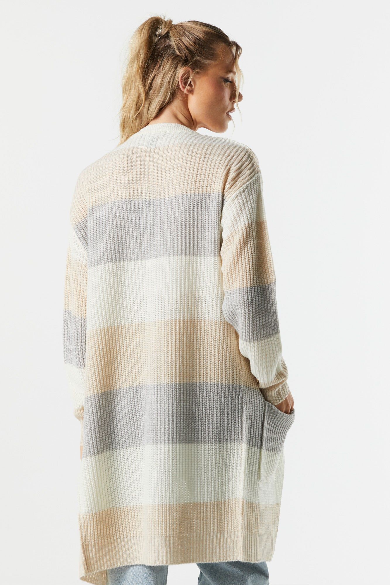 Cardigan ouvert en tricot rayé sold by Urban Planet product image thumbnail 5