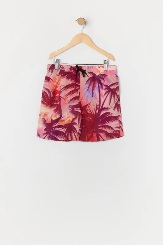 Boys Red Palm Tree Print Board Short sold by Urban Planet
