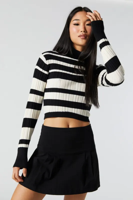 Striped Ribbed Knit Turtleneck Sweater sold by Urban Planet