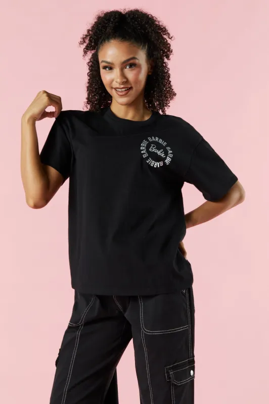 Barbie™ Black Circle Graphic Boyfriend T-Shirt sold by Urban Planet