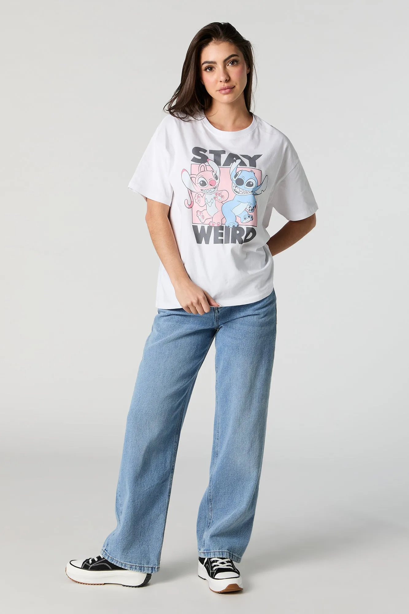 Stay Weird Stitch Graphic Boyfriend T-Shirt sold by Urban Planet product image thumbnail 3