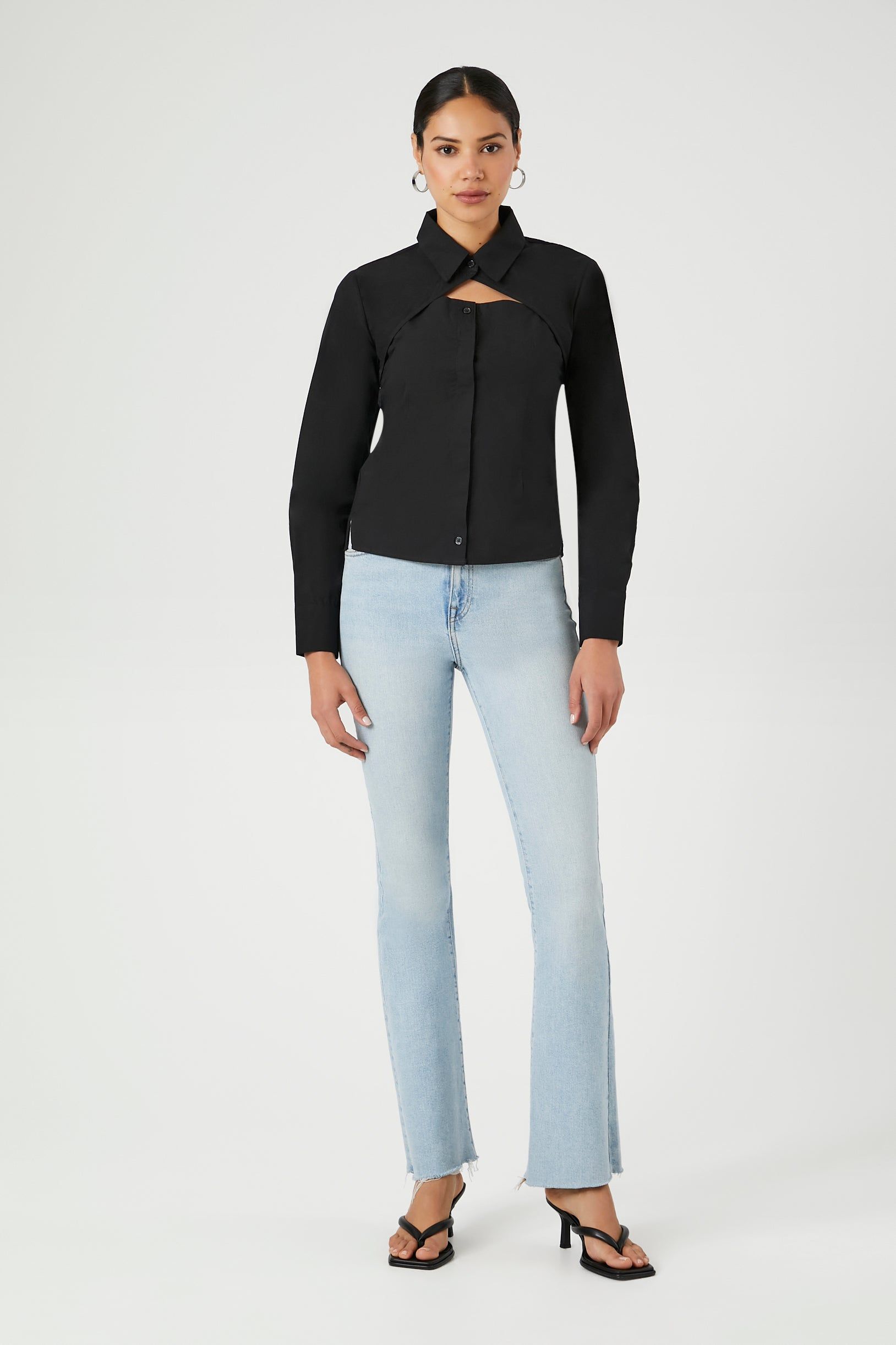 Poplin Combo Button-Up Top sold by Urban Planet product image thumbnail 4