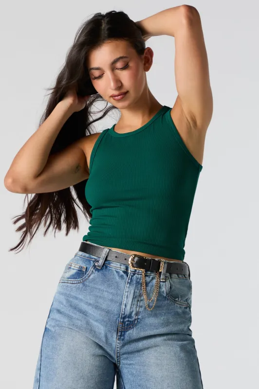 Solid Ribbed Cropped Tank sold by Urban Planet
