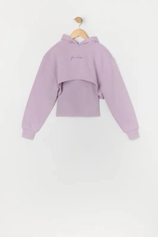 Girls Fearless Embroidered Cropped Hoodie and Tank sold by Urban Planet