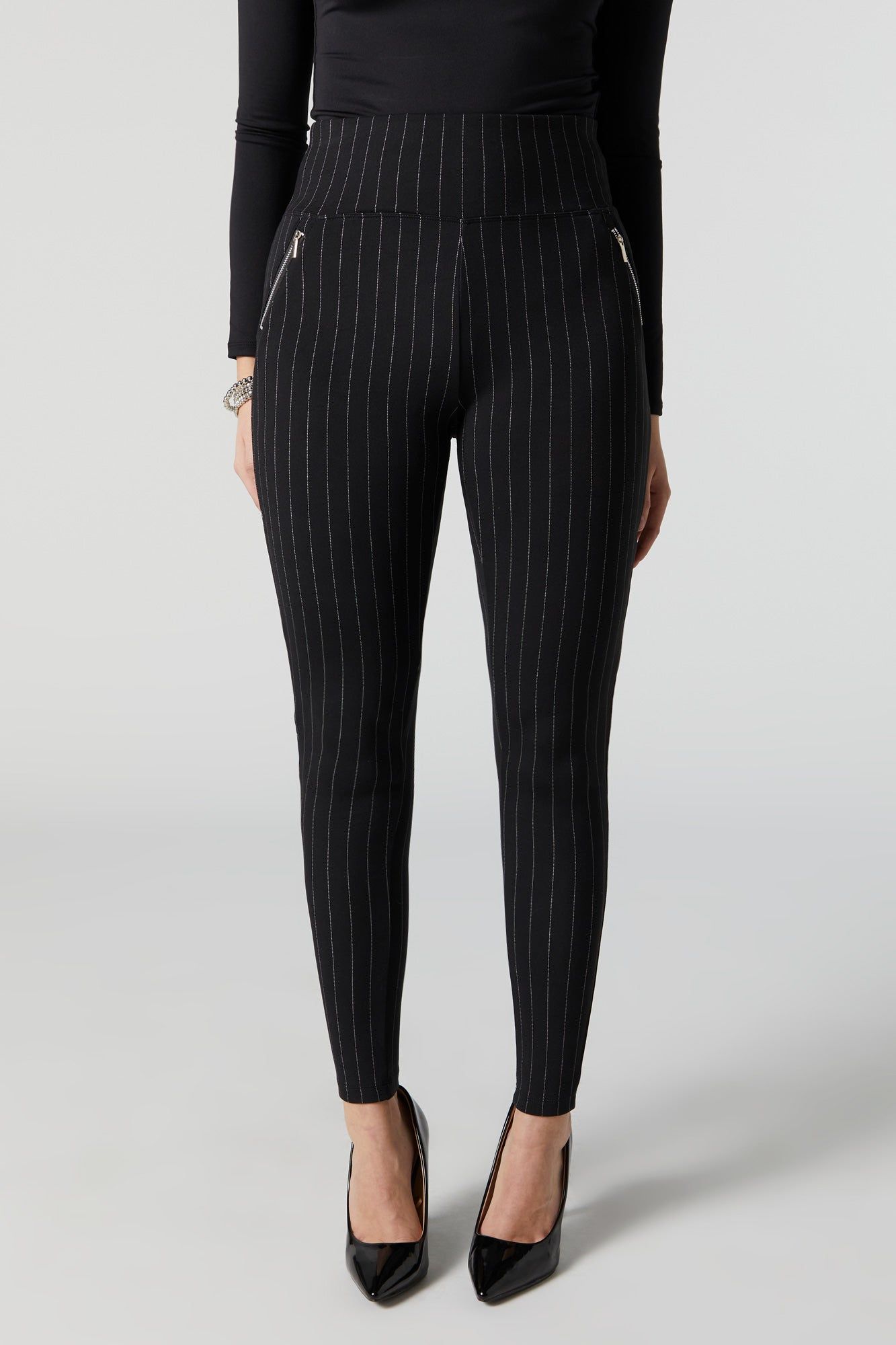 Pinstriped High Rise Zipper Pocket Legging sold by Urban Planet product image thumbnail 3