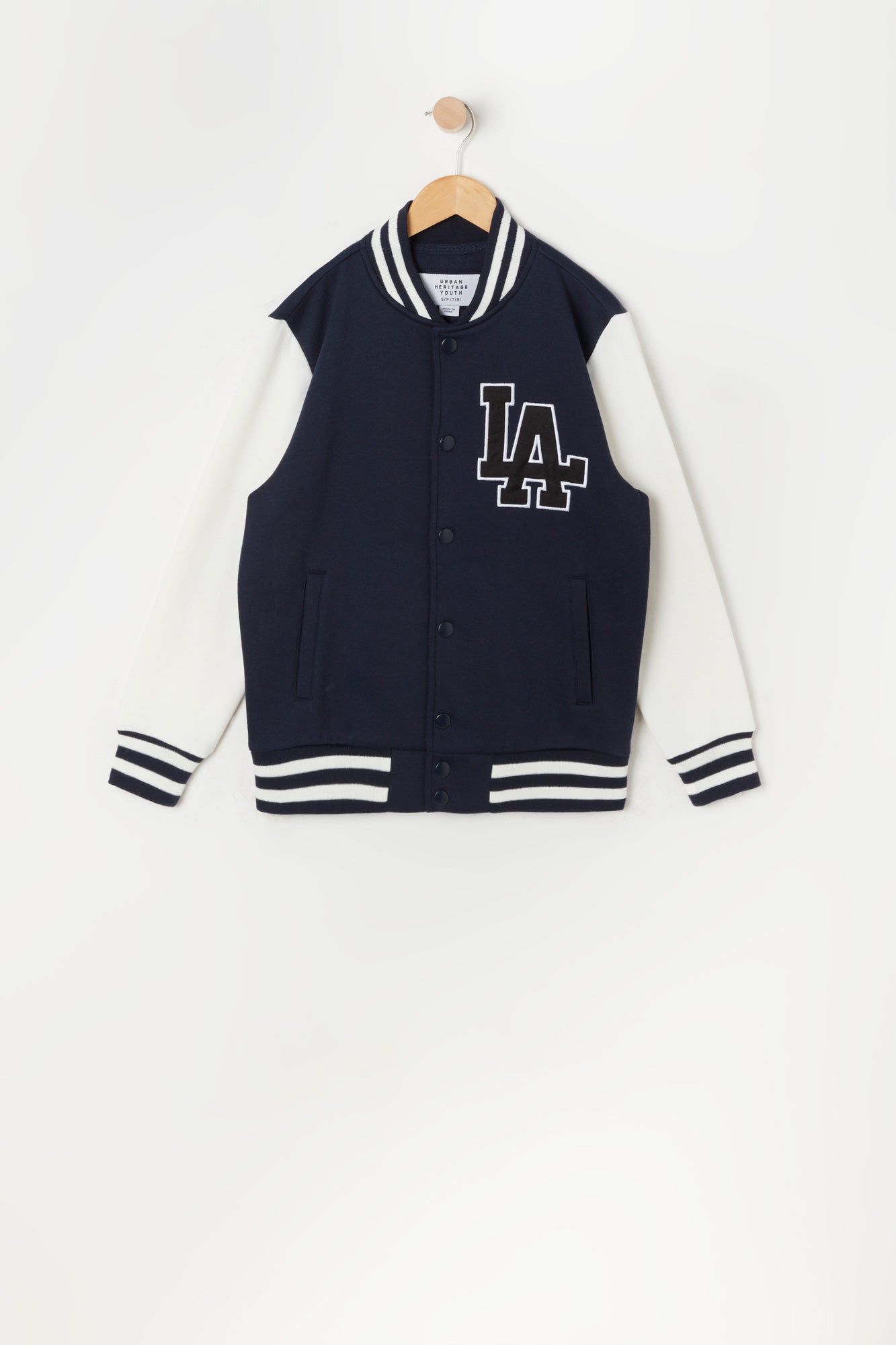 Boys LA Graphic Oversized Varsity Jacket sold by Urban Planet product image thumbnail 4
