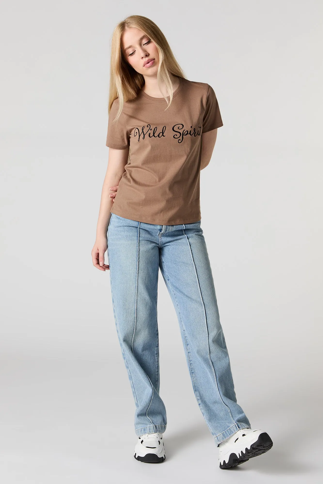 Wild Spirit Embroidered Boyfriend T-Shirt sold by Urban Planet product image thumbnail 3