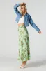 Green Floral Tiered Maxi Skirt sold by Urban Planet