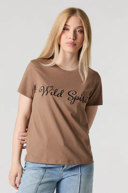 Wild Spirit Embroidered Boyfriend T-Shirt sold by Urban Planet