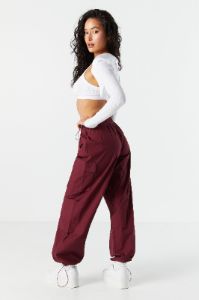 Burgundy Bungee Cargo Parachute Pant sold by Urban Planet