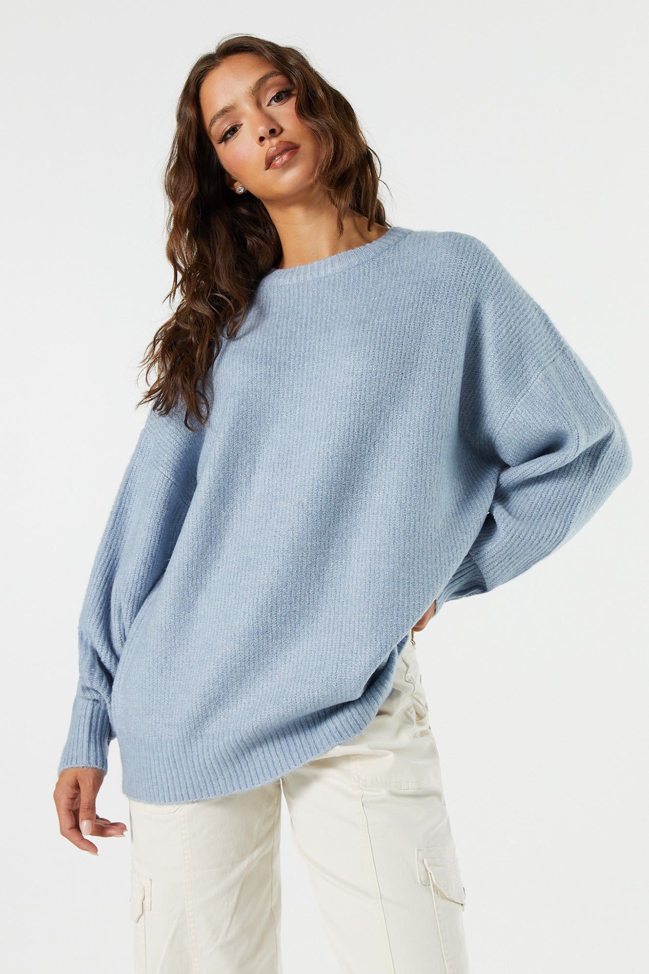 Solid Knit Crewneck Sweater sold by Urban Planet