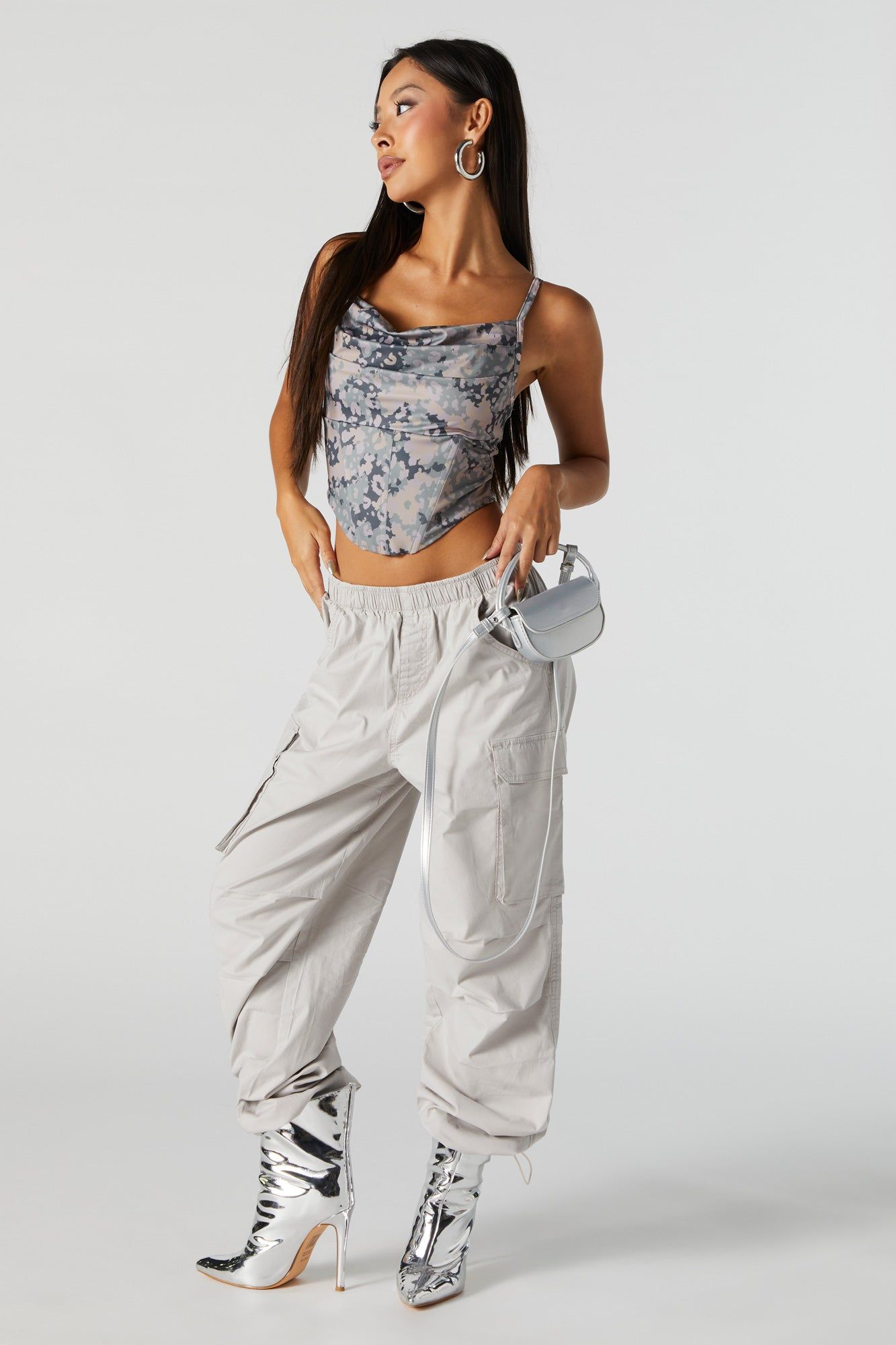 Cowl Neck Camo Corset Top sold by Urban Planet product image thumbnail 4