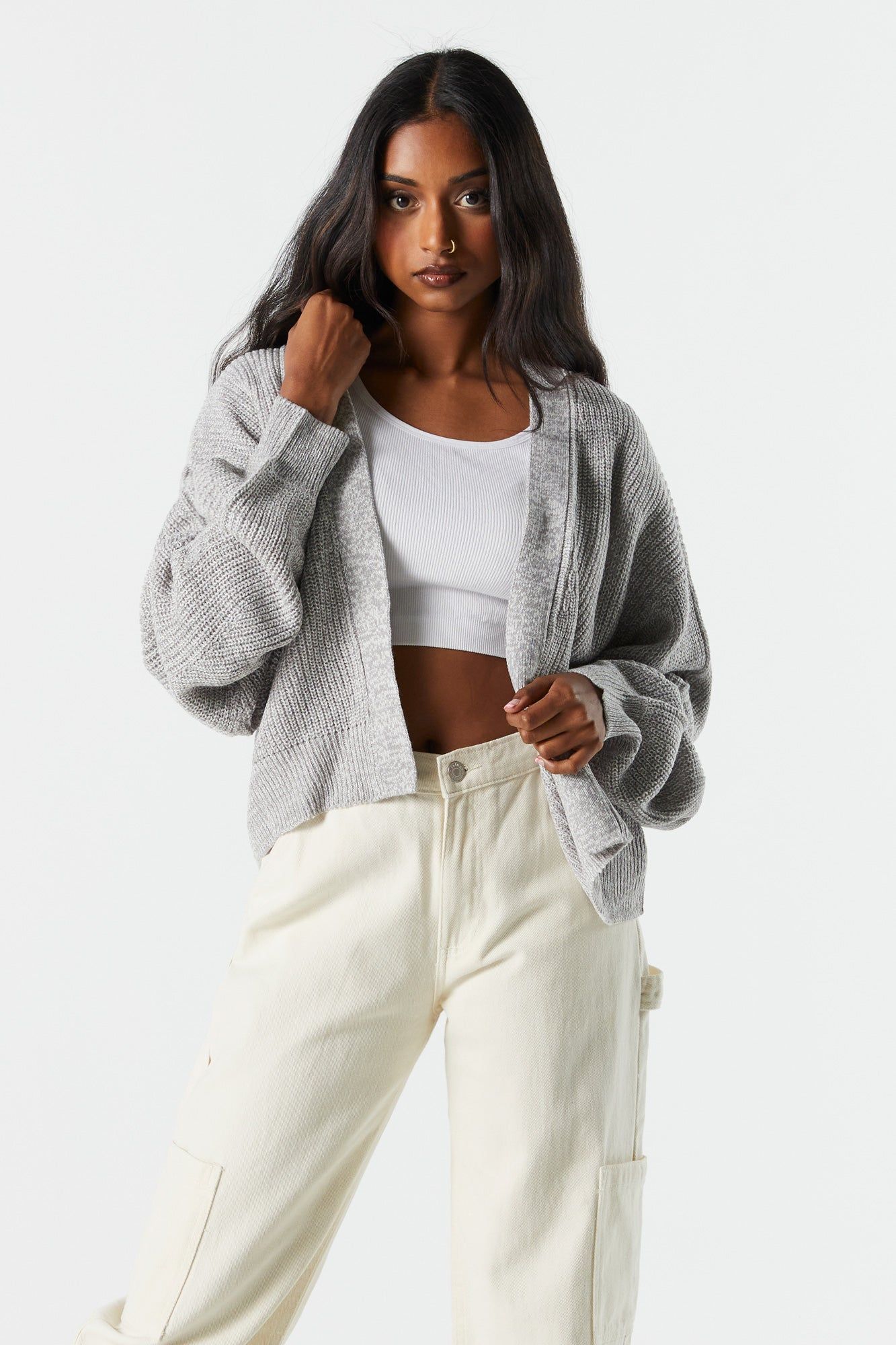 Cardigan court ouvert en tricot sold by Urban Planet