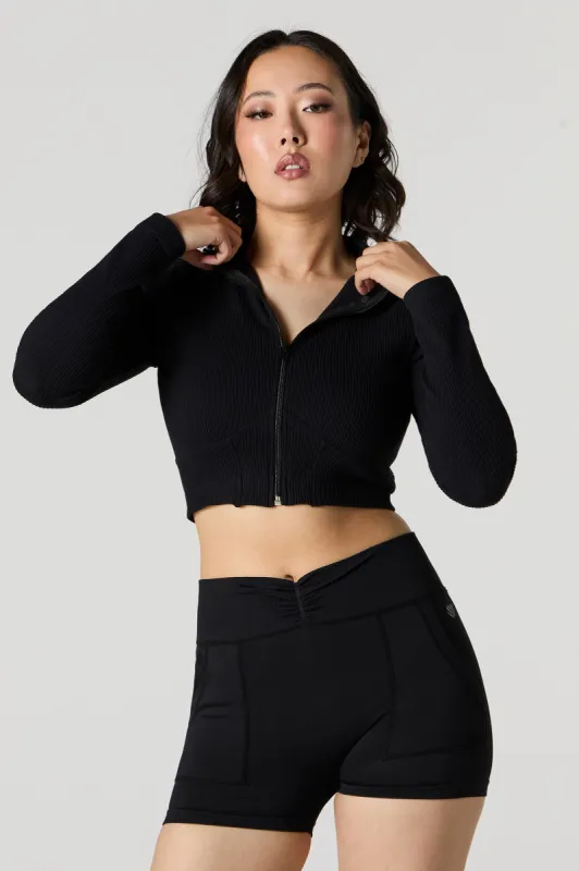 Active Seamless Ribbed Long Sleeve Crop Top sold by Urban Planet