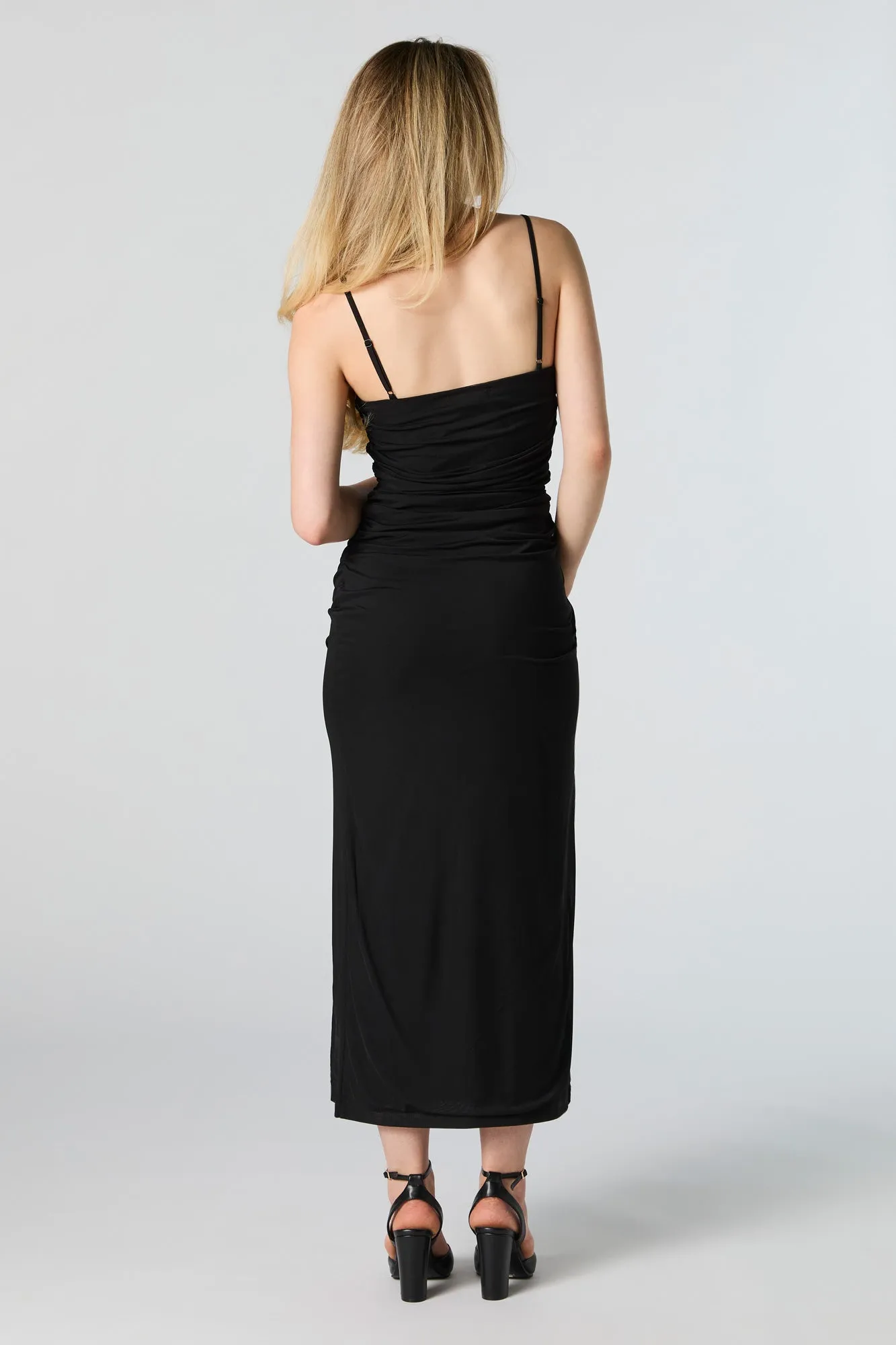 Mesh Ruched Slit Midi Dress sold by Urban Planet product image thumbnail 3