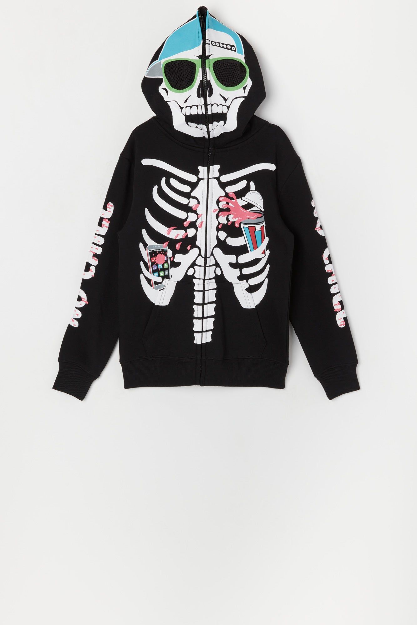 Boys Skeleton Slushie Full Zip Hoodie sold by Urban Planet