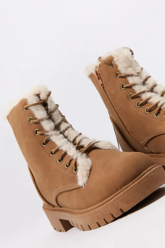 Faux Fur Lined Lace Up Boot sold by Urban Planet