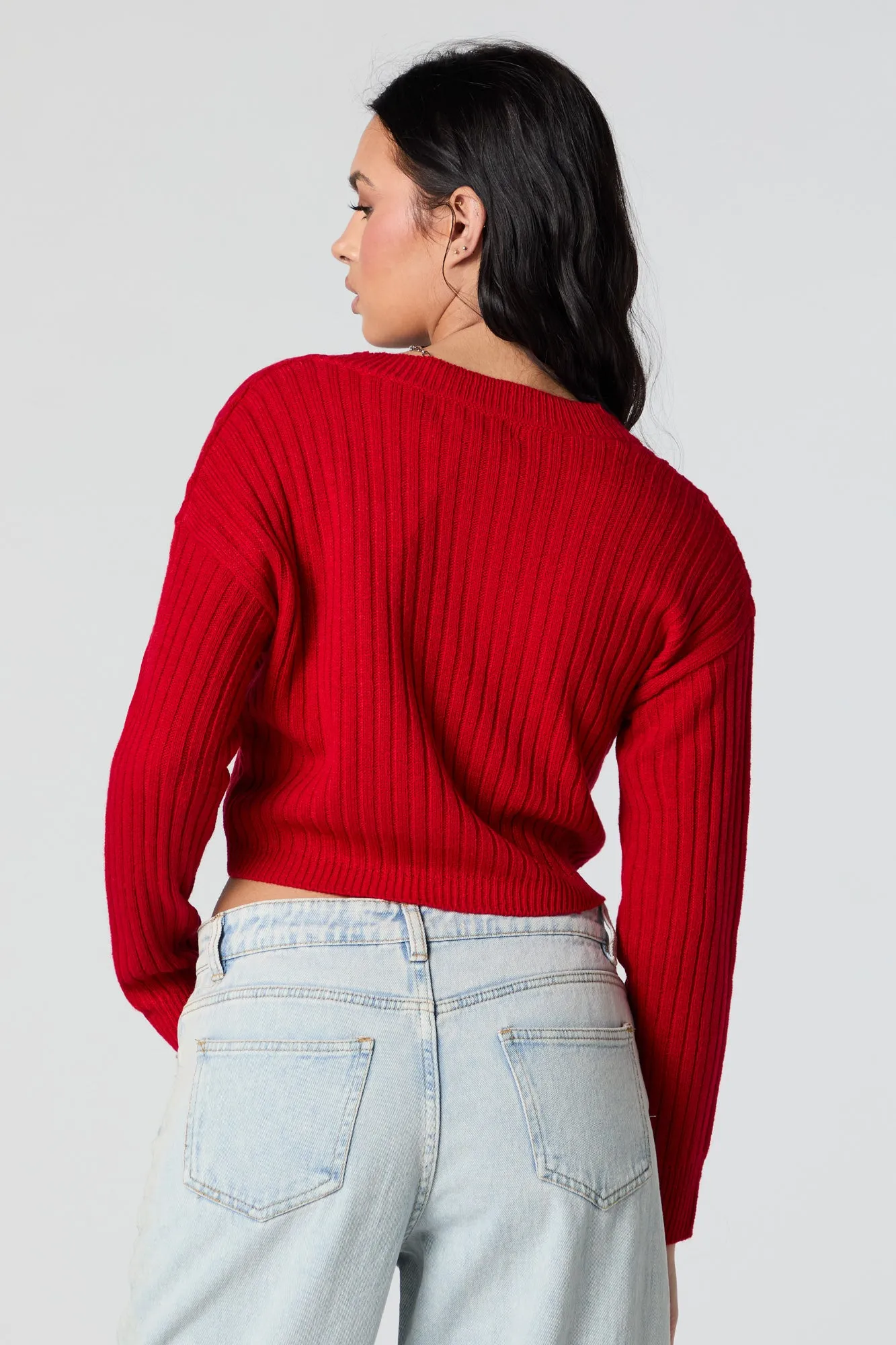 Cardigan boutonné court en tricot torsadé sold by Urban Planet product image thumbnail 2