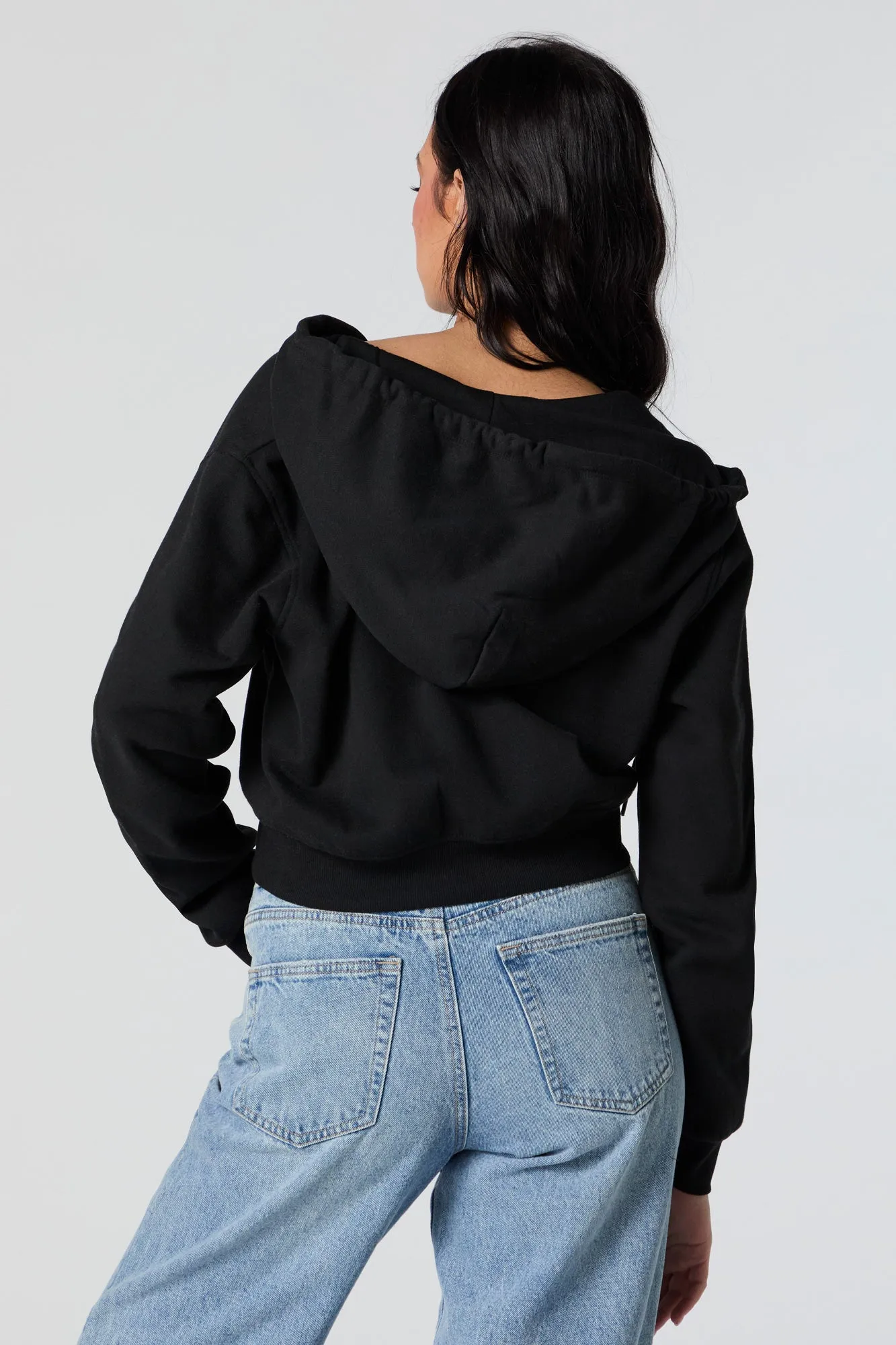 Soft Fleece Zip-Up Cropped Hoodie sold by Urban Planet product image thumbnail 5