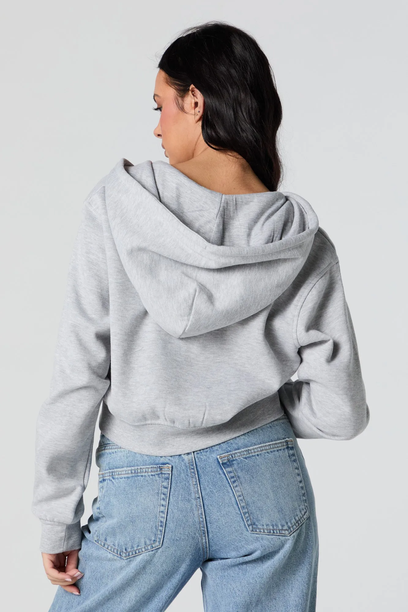 Soft Fleece Zip-Up Cropped Hoodie sold by Urban Planet product image thumbnail 2