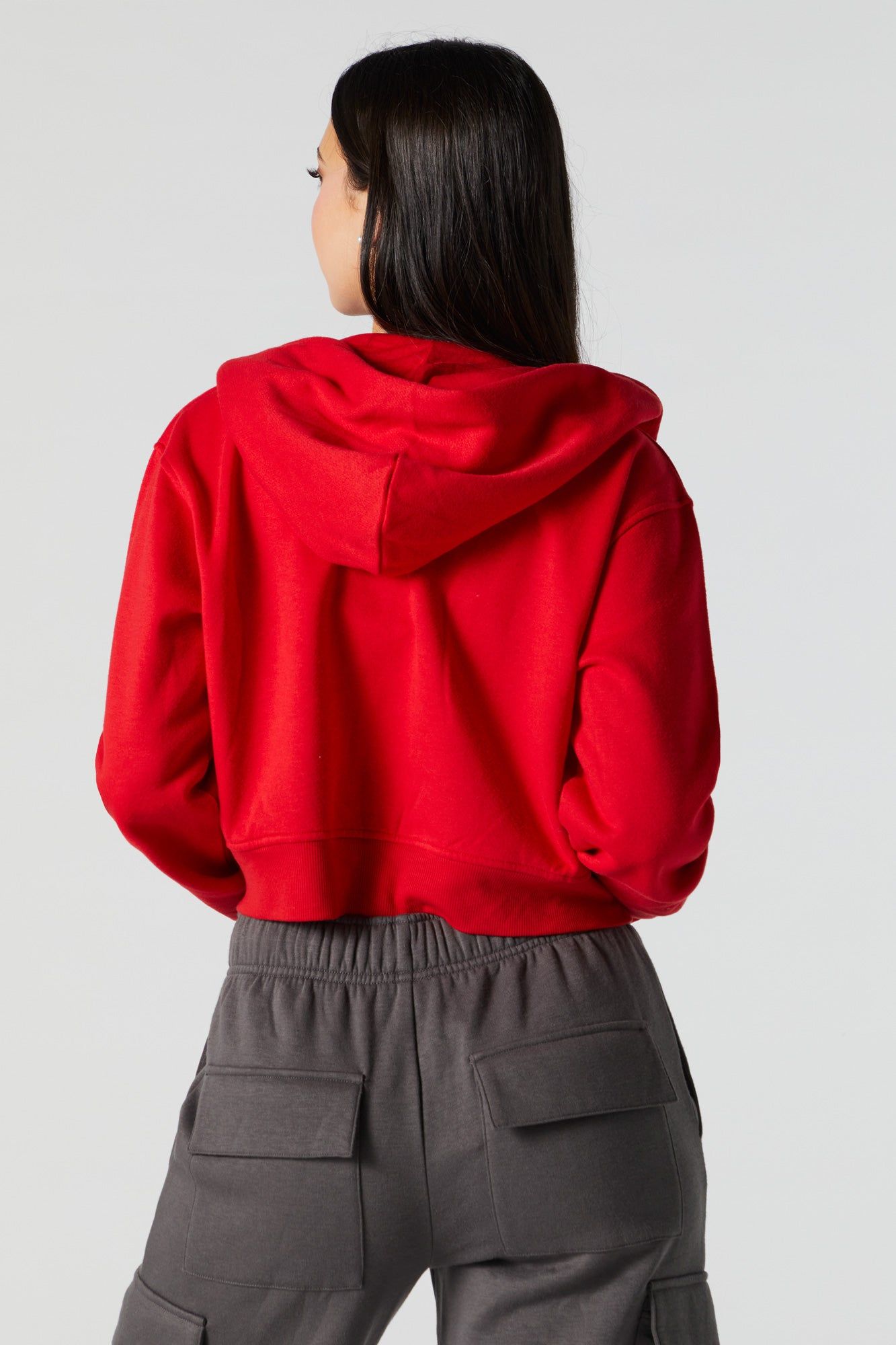 Fleece Zip-Up Cropped Hoodie sold by Urban Planet product image thumbnail 3