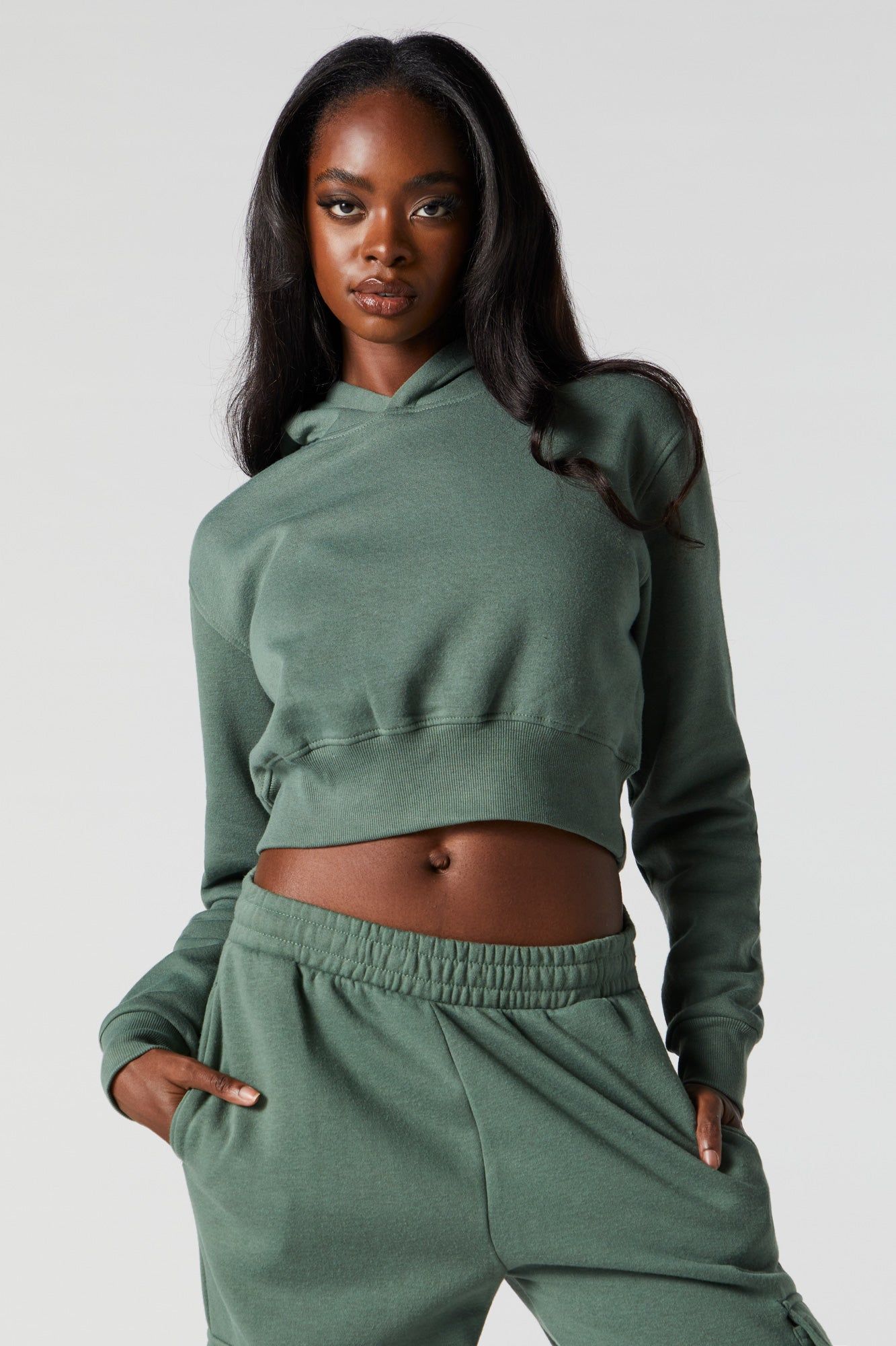 Fleece Cropped Hoodie sold by Urban Planet