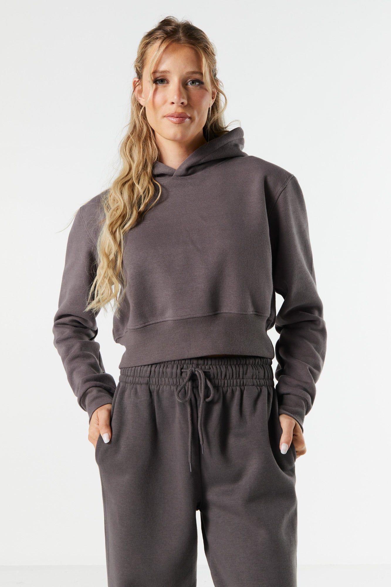 Fleece Cropped Hoodie sold by Urban Planet product image thumbnail 4