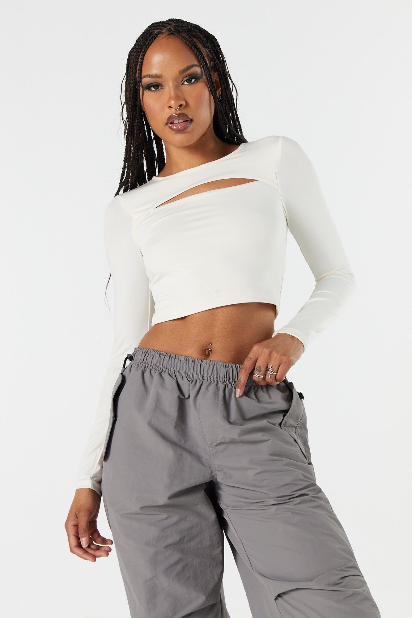Contour Cut Out Long Sleeve Crop Top sold by Urban Planet product image thumbnail 10