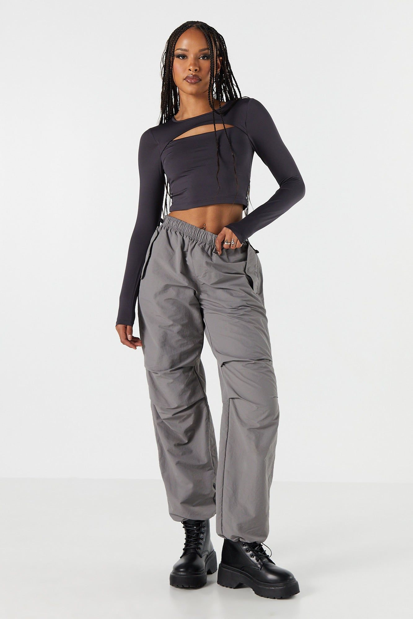 Contour Cut Out Long Sleeve Crop Top sold by Urban Planet product image thumbnail 9