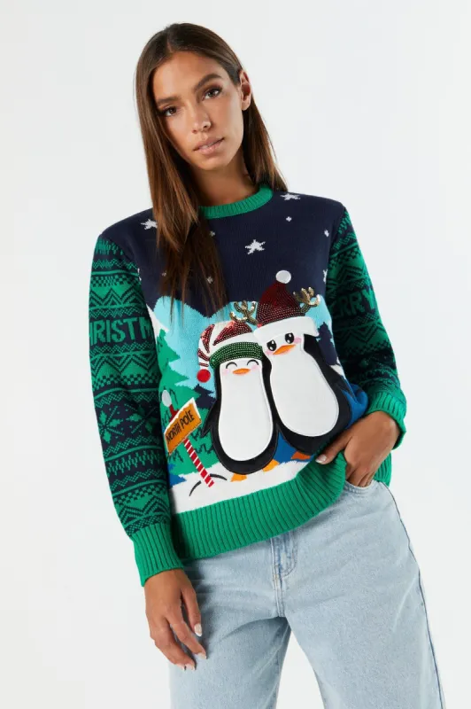 Sequin Penguin Ugly Xmas Sweater sold by Urban Planet