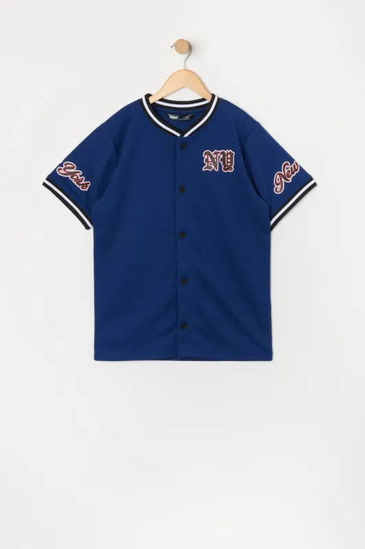 Boys New York Graphic Mesh Baseball Jersey sold by Urban Planet
