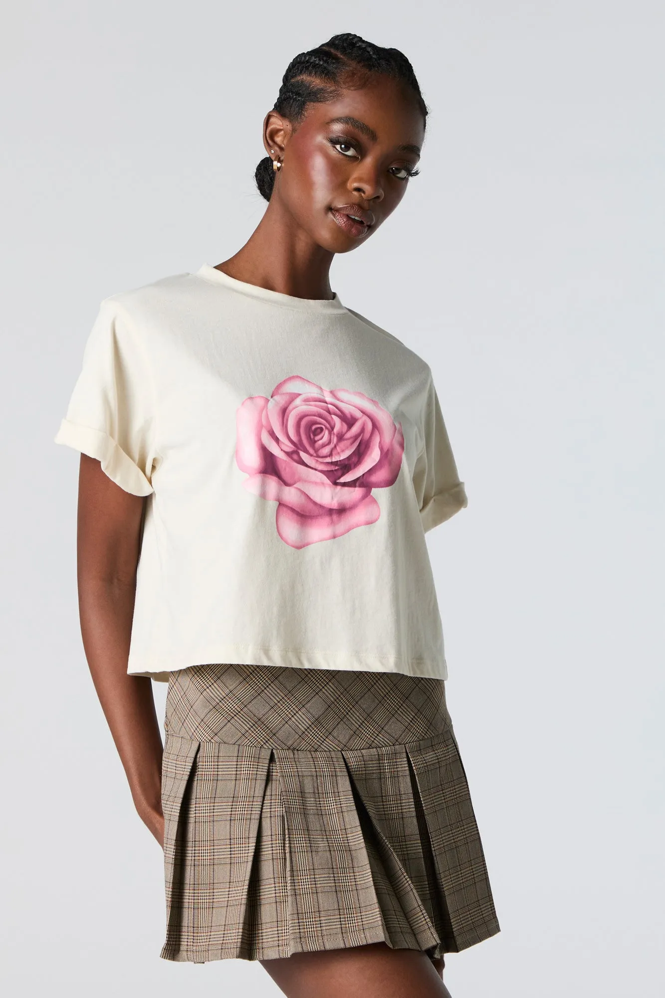 T-shirt carré à imprimé Rose sold by Urban Planet