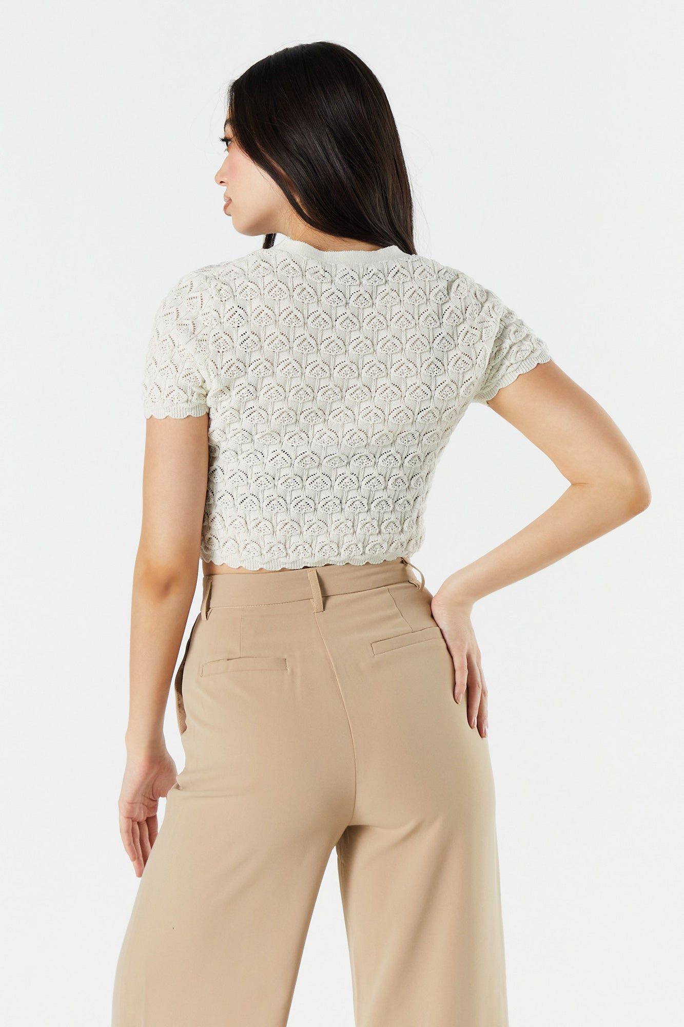 Haut boutonné en tricot de pointelle sold by Urban Planet product image thumbnail 8