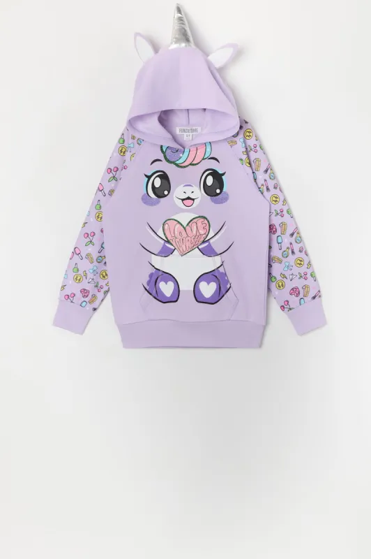 Haut à capuchon avec imprimé Licorne Love Yourself pour fille sold by Urban Planet